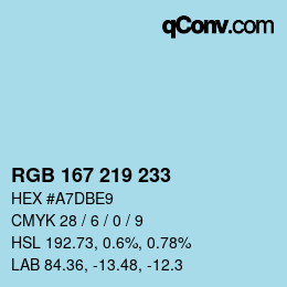 Farbcode: RGB 167 219 233 | qconv.com
