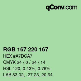 Color code: RGB 167 220 167 | qconv.com