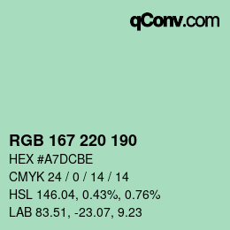 Color code: RGB 167 220 190 | qconv.com