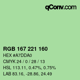 Color code: RGB 167 221 160 | qconv.com