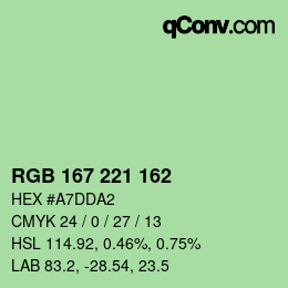 Color code: RGB 167 221 162 | qconv.com