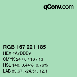 Código de color: RGB 167 221 185 | qconv.com