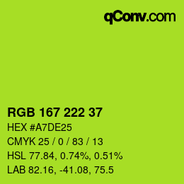 Color code: RGB 167 222 37 | qconv.com
