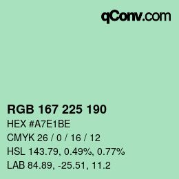 Color code: RGB 167 225 190 | qconv.com