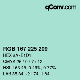 Color code: RGB 167 225 209 | qconv.com