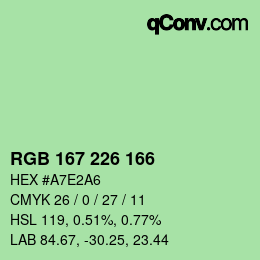 Color code: RGB 167 226 166 | qconv.com