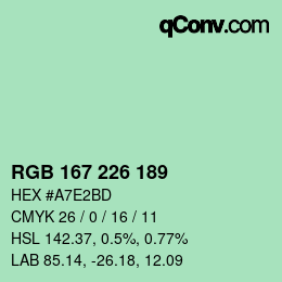 Color code: RGB 167 226 189 | qconv.com