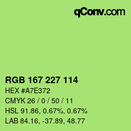 颜色代码: RGB 167 227 114 | qconv.com