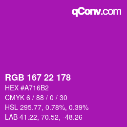 Farbcode: RGB 167 22 178 | qconv.com
