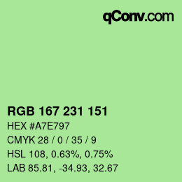 Color code: RGB 167 231 151 | qconv.com