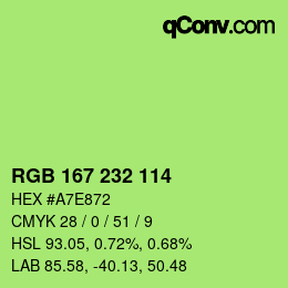 Color code: RGB 167 232 114 | qconv.com