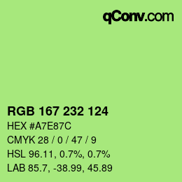 Color code: RGB 167 232 124 | qconv.com