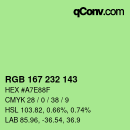 Color code: RGB 167 232 143 | qconv.com