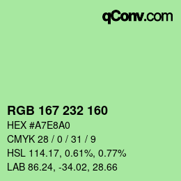 Farbcode: RGB 167 232 160 | qconv.com