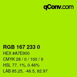 Color code: RGB 167 233 0 | qconv.com