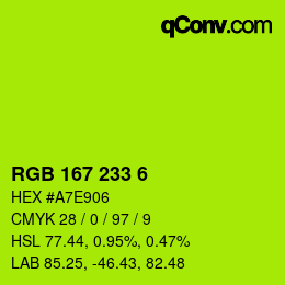 Color code: RGB 167 233 6 | qconv.com