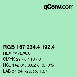カラーコード: RGB 167 234.4 192.4 | qconv.com
