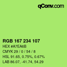 カラーコード: RGB 167 234 107 | qconv.com