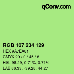 Color code: RGB 167 234 129 | qconv.com