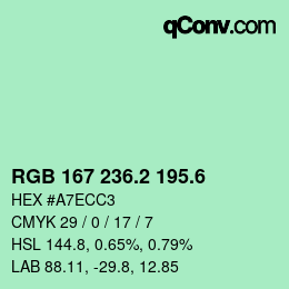 カラーコード: RGB 167 236.2 195.6 | qconv.com