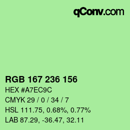 Color code: RGB 167 236 156 | qconv.com