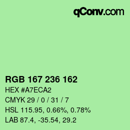 Color code: RGB 167 236 162 | qconv.com