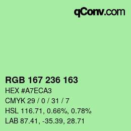 Color code: RGB 167 236 163 | qconv.com