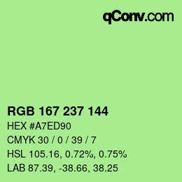 Color code: RGB 167 237 144 | qconv.com