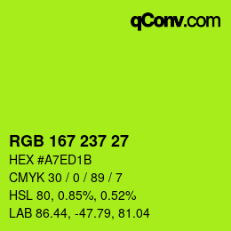 Color code: RGB 167 237 27 | qconv.com
