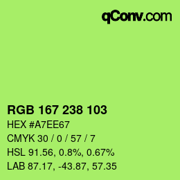 Color code: RGB 167 238 103 | qconv.com