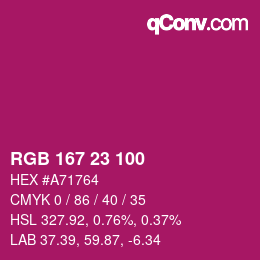 Color code: RGB 167 23 100 | qconv.com