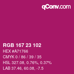 Código de color: RGB 167 23 102 | qconv.com