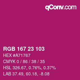 カラーコード: RGB 167 23 103 | qconv.com