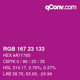 カラーコード: RGB 167 23 133 | qconv.com