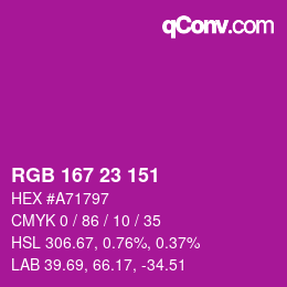 Color code: RGB 167 23 151 | qconv.com