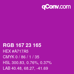Color code: RGB 167 23 165 | qconv.com