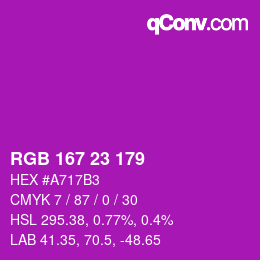 Color code: RGB 167 23 179 | qconv.com