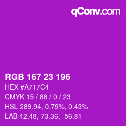 Color code: RGB 167 23 196 | qconv.com