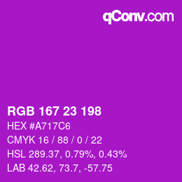 Color code: RGB 167 23 198 | qconv.com
