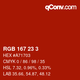 カラーコード: RGB 167 23 3 | qconv.com