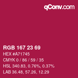 Color code: RGB 167 23 69 | qconv.com