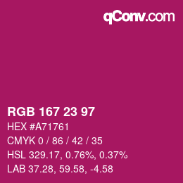 Color code: RGB 167 23 97 | qconv.com
