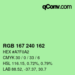 Color code: RGB 167 240 162 | qconv.com