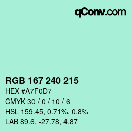 Color code: RGB 167 240 215 | qconv.com