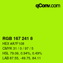 Color code: RGB 167 241 8 | qconv.com