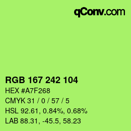 Color code: RGB 167 242 104 | qconv.com