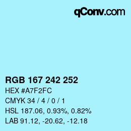 Color code: RGB 167 242 252 | qconv.com