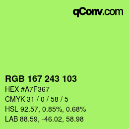 Color code: RGB 167 243 103 | qconv.com