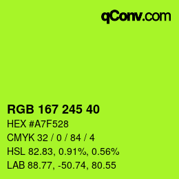 カラーコード: RGB 167 245 40 | qconv.com