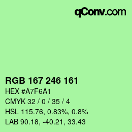Color code: RGB 167 246 161 | qconv.com
